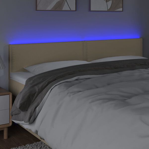 vidaXL T&ecirc;te de lit &agrave; LED Cr&egrave;me 180x5x78/88 cm Tissu
