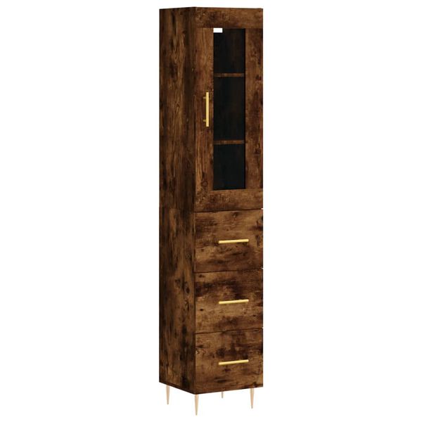 vidaXL Buffet haut Ch&ecirc;ne fum&eacute; 34,5x34x180 cm Bois d'ing&eacute;nierie