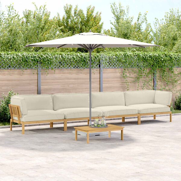 vidaXL Ensemble de Canap&eacute;s Uni 5 pcs Cr&egrave;me Bois d'Acacia Massif