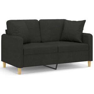 vidaXL Canap&eacute; 2 places avec oreillers d&eacute;coratifs noir 120 cm tissu