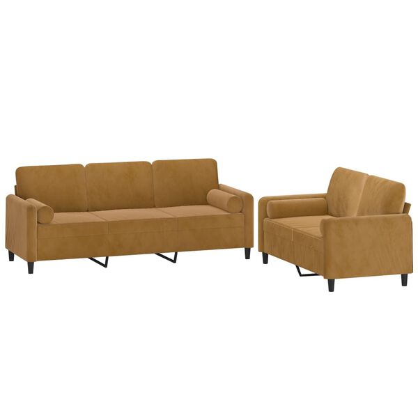 vidaXL Ensemble de canap&eacute;s 2pcs coussins d&eacute;coratifs et coussins Marron