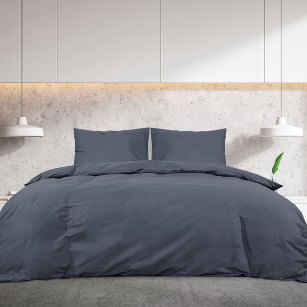 vidaXL Ensemble de housse de couette Anthracite 140x200 cm Coton