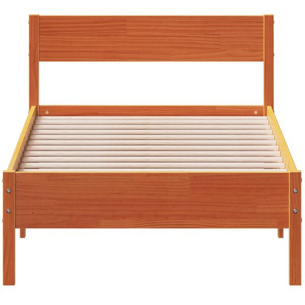 vidaXL Cadre de lit sans matelas cire marron 90x200 cm bois pin massif