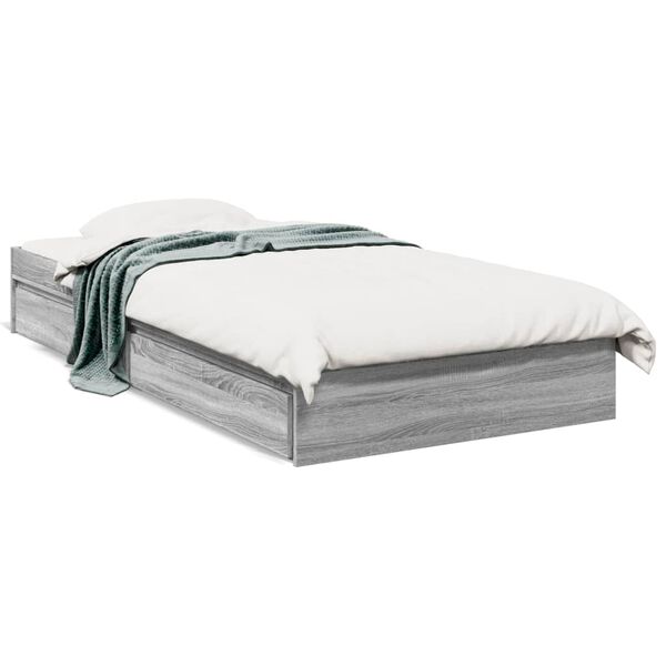 vidaXL Cadre de lit avec tiroirs sans matelas sonoma gris 90x200 cm