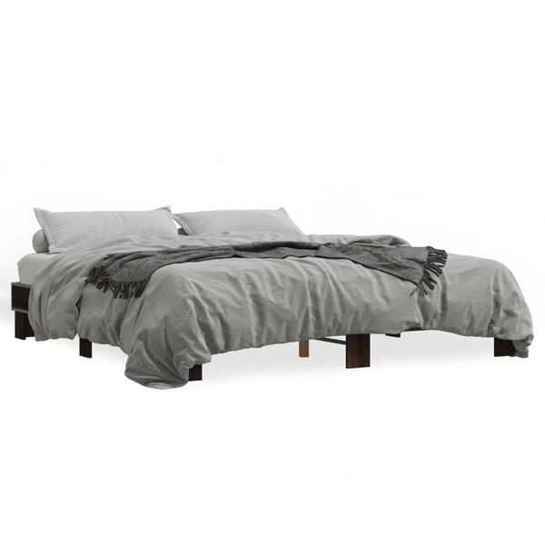 vidaXL Cadre de lit sans matelas ch&ecirc;ne marron 200x200 cm