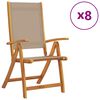 vidaXL Chaises pliables de jardin lot de 8 bois d'acacia et textil&egrave;ne