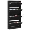 vidaXL Armoire &agrave; chaussures 4 tiroirs rabattables noir 80x21x163,5 cm