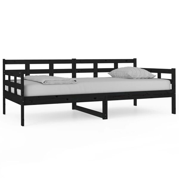 vidaXL Lit de jour sans matelas noir bois de pin massif 90x190 cm
