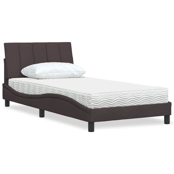 vidaXL Lit avec matelas Hanko marron fonc&eacute; 100x200 cm tissu