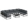 vidaXL Ensemble de canap&eacute; de jardin 10 pc Noir Aluminium