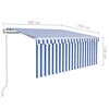 vidaXL Auvent automatique store LED capteur de vent 3x2,5 m Bleu/blanc