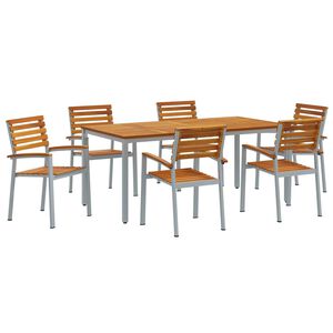 vidaXL Ensemble de salle &agrave; manger pour jardin 7 pcs Gris