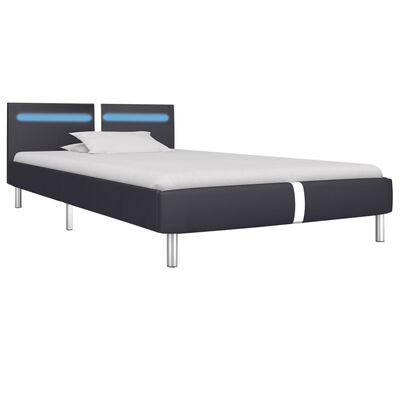 vidaXL Cadre de lit avec LED Noir Similicuir 90 x 200 cm