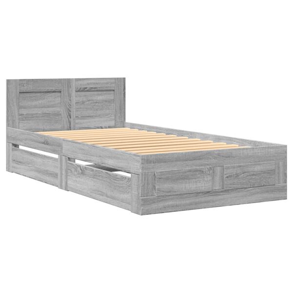 vidaXL Cadre de lit et t&ecirc;te de lit sans matelas sonoma gris 90x200 cm
