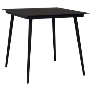 vidaXL Table &agrave; d&icirc;ner de jardin Noir 80x80x74 cm Acier et verre