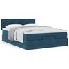 vidaXL Cadre de lit ottoman avec matelas bleu fonc&eacute; 140x190 cm velours