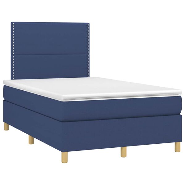 vidaXL Sommier &agrave; lattes de lit matelas et LED bleu 120x190 cm tissu