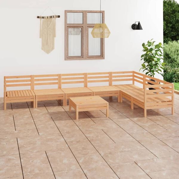vidaXL Salon de jardin 8 pcs Bois de pin massif