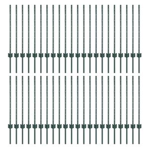 vidaXL Poteau de cl&ocirc;ture. 44 pcs Vert 120 cm Acier