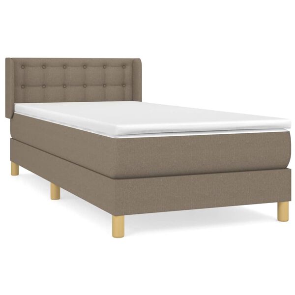 vidaXL Sommier &agrave; lattes de lit avec matelas Taupe 90x190 cm Tissu