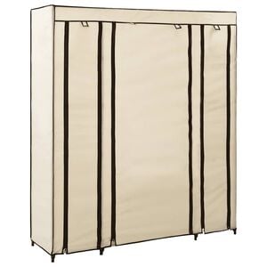 vidaXL Armoire avec compartiments et tiges Cr&egrave;me 150x45x176 cm Tissu