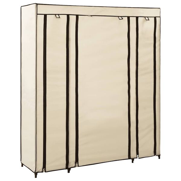 vidaXL Armoire avec compartiments et tiges Cr&egrave;me 150x45x176 cm Tissu