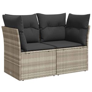 vidaXL Canap&eacute; de jardin 2 places et coussins gris clair r&eacute;sine tress&eacute;e