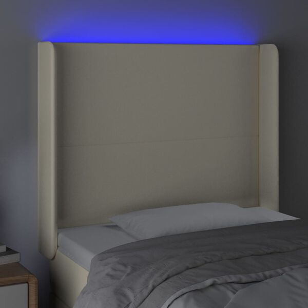 vidaXL T&ecirc;te de lit &agrave; LED Cr&egrave;me 83x16x118/128 cm Similicuir