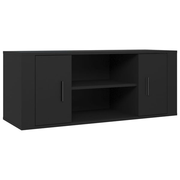 vidaXL Meuble TV Noir 100x35x40 cm Bois d'ing&eacute;nierie