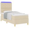 vidaXL Lit &agrave; ressort LED avec matelas Cr&egrave;me 100 x 200 cm tissu
