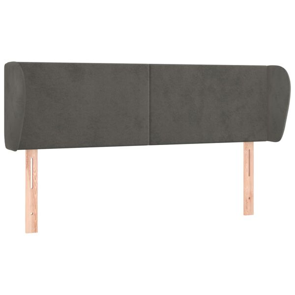 vidaXL T&ecirc;te de lit avec oreilles Gris fonc&eacute; 147x23x78/88 cm Velours