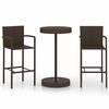 vidaXL Ensemble de bar de jardin 3 pcs R&eacute;sine tress&eacute;e Marron