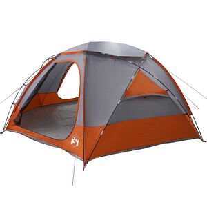 vidaXL Tente en d&ocirc;me avec housse imperm&eacute;able amovible Gris et orange