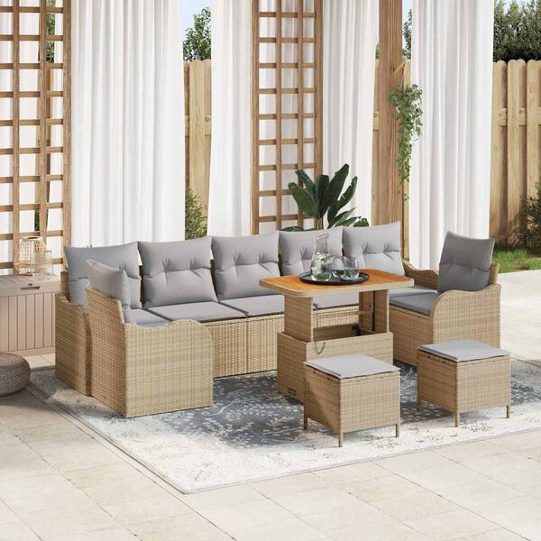 vidaXL Ensemble de canap&eacute; de jardin 10 pcs Beige et Gris clair