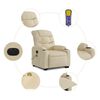 vidaXL Fauteuil inclinable de massage électrique Crème Tissu