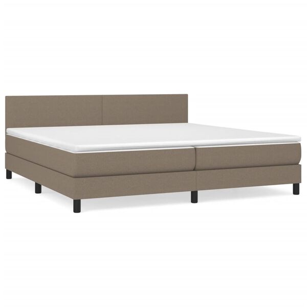 vidaXL Sommier &agrave; lattes de lit avec matelas Taupe 200x200 cm Tissu