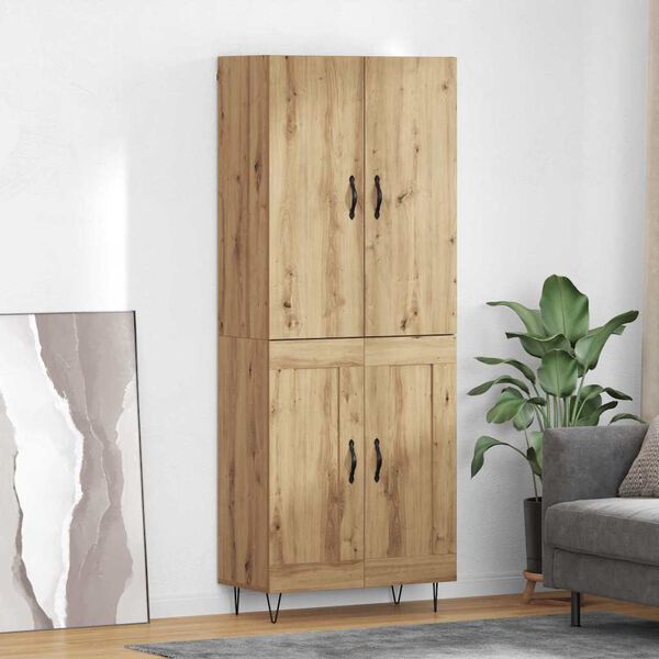 vidaXL Haut Armoire 2 pcs Ch&ecirc;ne artisanal Bois d'ing&eacute;nierie et verre
