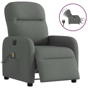 vidaXL Fauteuil inclinable de massage &eacute;lectrique gris fonc&eacute; tissu