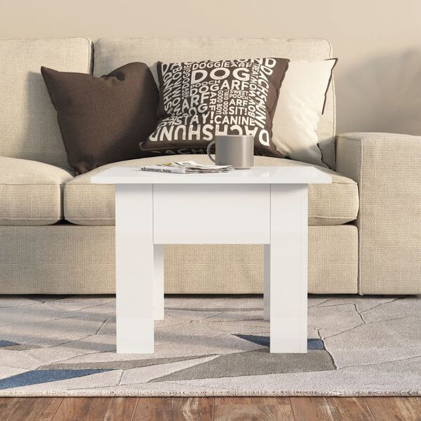 vidaXL Table basse blanc brillant 55x55x42 cm bois d'ingénierie