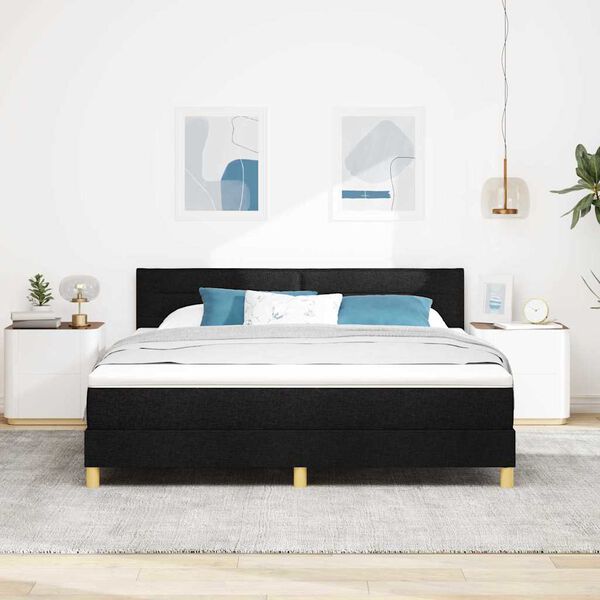 vidaXL Lit &agrave; ressorts avec matelas Noir 180 x 200 cm tissu