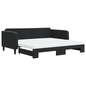 vidaXL Lit de jour avec lit gigogne et matelas noir 100x200 cm velours