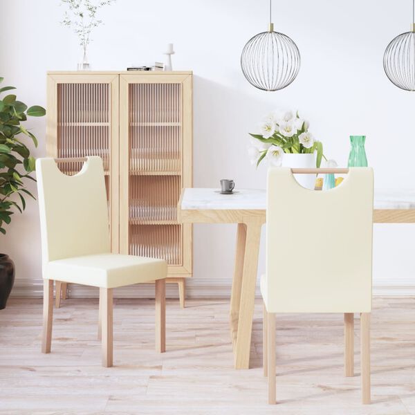 vidaXL Chaises &agrave; manger lot de 2 cr&egrave;me similicuir