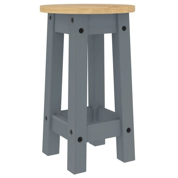 vidaXL Tabourets de bar lot de 2 gris bois massif de pin