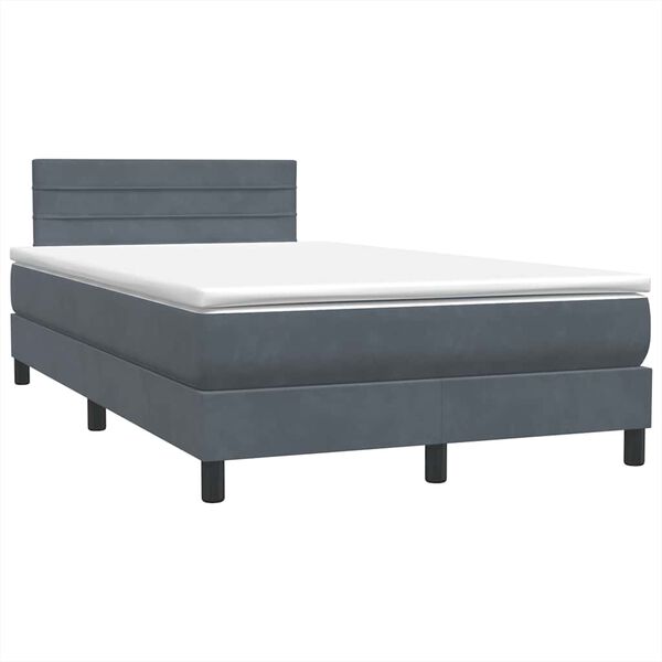 vidaXL Sommier &agrave; lattes de lit et matelas gris fonc&eacute; 120x210cm velours