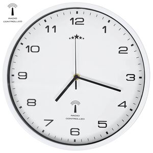 vidaXL Horloge murale radioguid&eacute;e avec mouvement &agrave; quartz 31 cm Blanc