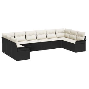 vidaXL Ensemble de canap&eacute; de jardin avec coussin 10 pcs Noir polyrotin