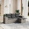 vidaXL Salon de jardin 4 pcs avec coussins gris résine tressée