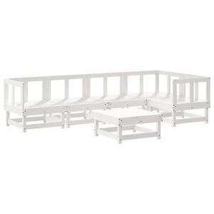 vidaXL Salon de jardin 6 pcs Blanc Bois de pin massif