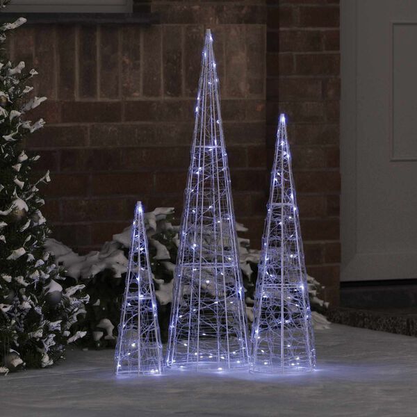 vidaXL Sapin de No&euml;l 3 pcs Blanc froid 20 x 20 x 80 cm Acrylique