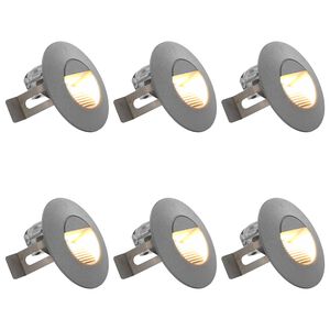 vidaXL Appliques murales LED d'ext&eacute;rieur 6 pcs 2 W Argent&eacute; Rond